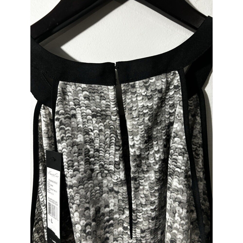 NWT Kenneth Cole Top Large Grey Black Blouse Halter Tank Career Closet Staple - Picture 4 of 7